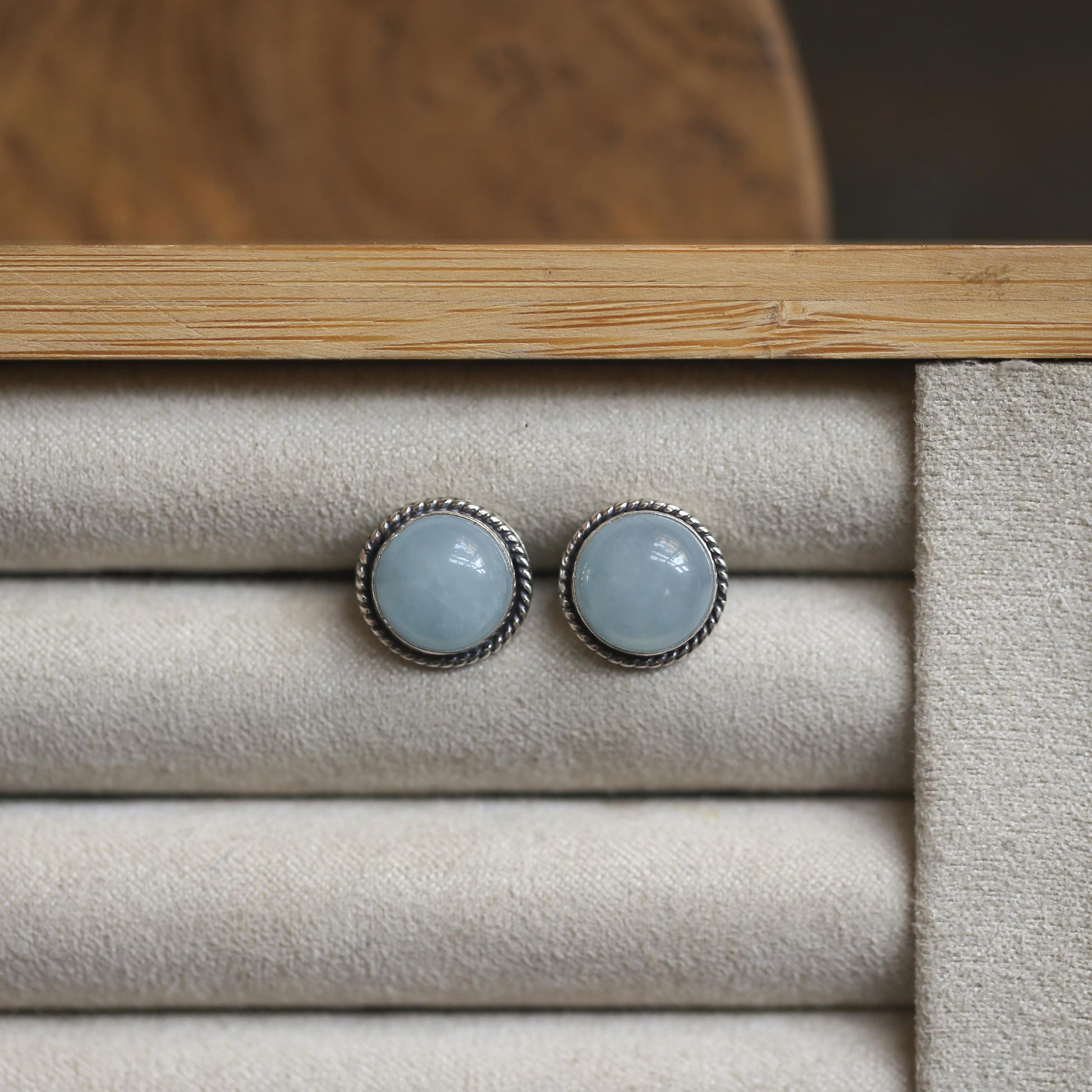 Aquamarine Post Earrings - Light Blue Studs - March Birthstone