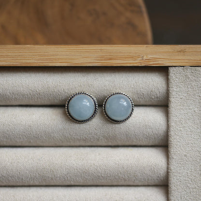 Aquamarine Post Earrings - Light Blue Studs - March Birthstone