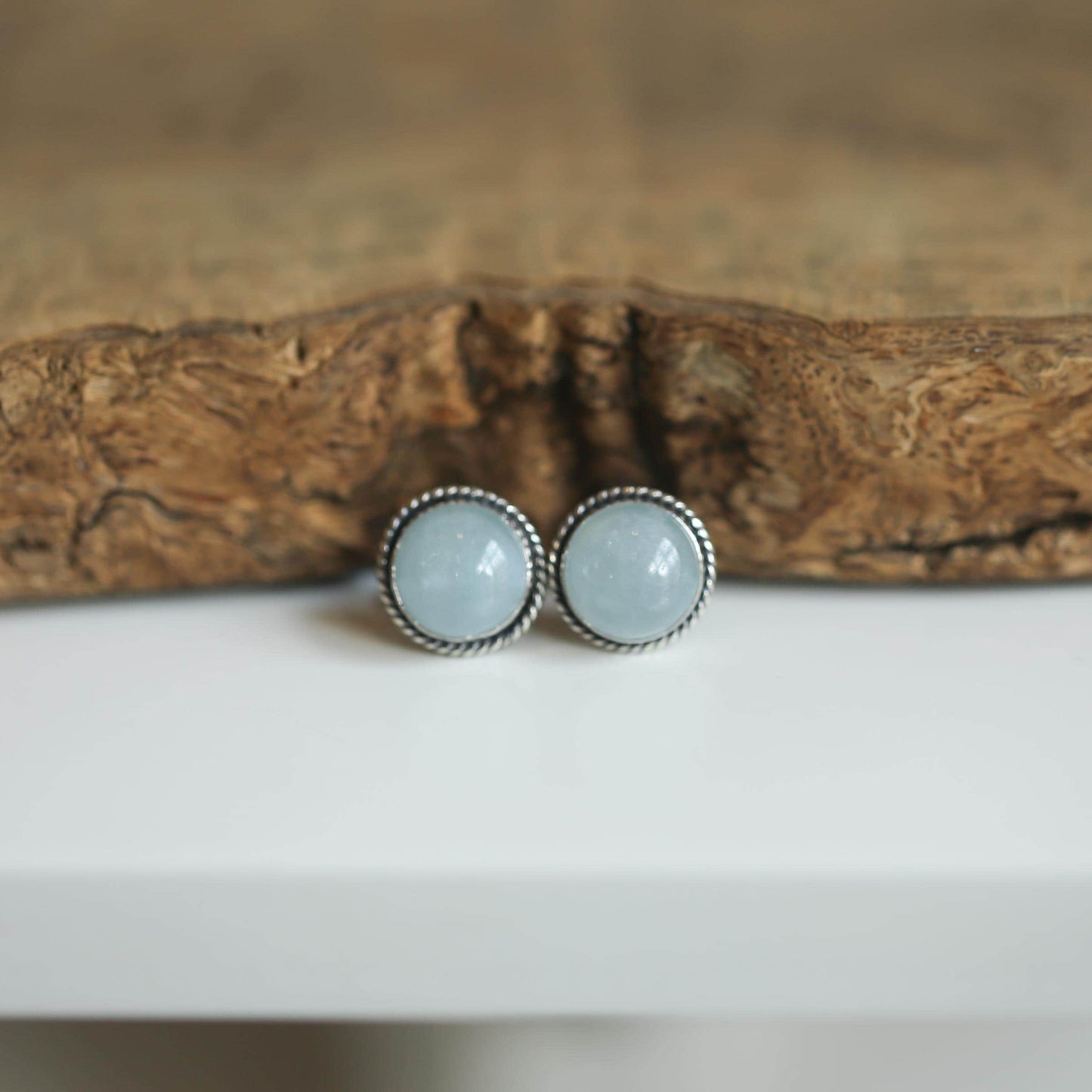 Aquamarine Post Earrings - Light Blue Studs - March Birthstone