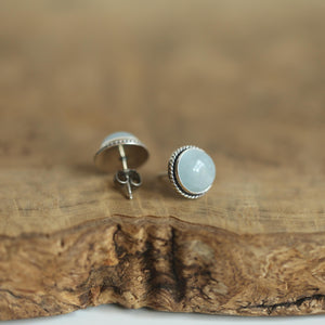 Aquamarine Post Earrings - Light Blue Studs - March Birthstone