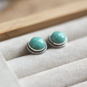 Amazonite Posts - .925 Sterling Silver - Soft Aqua Blue Studs - Amazonite Earrings
