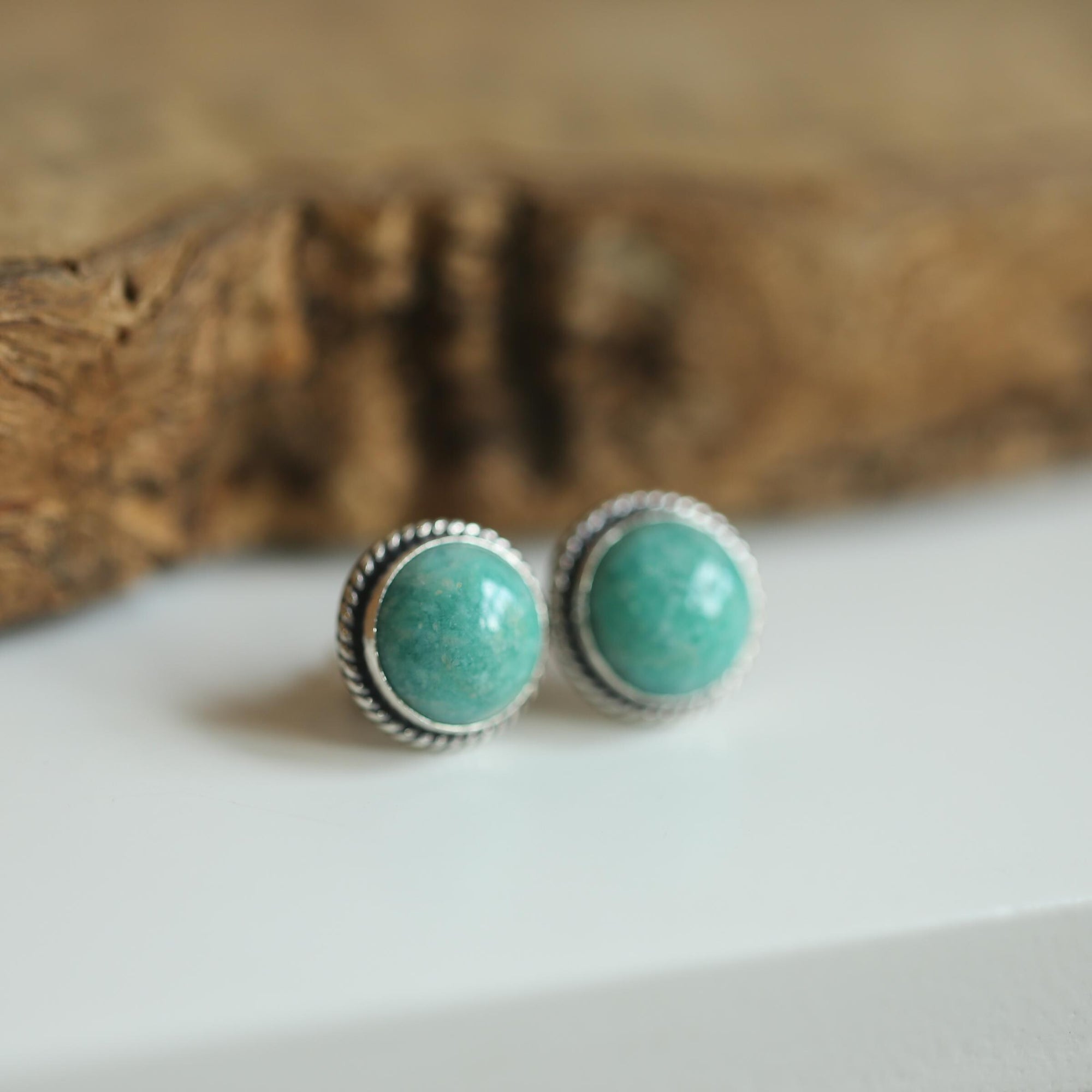 Amazonite Posts - Sterling Silver - Amazonite Stud Earrings