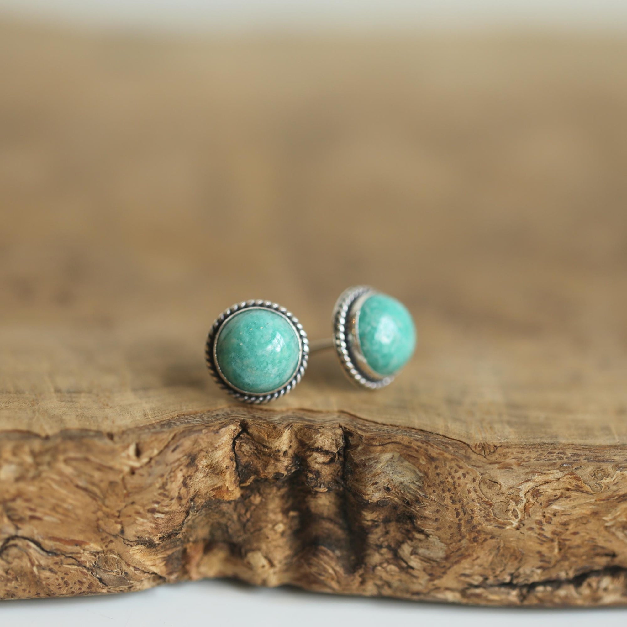 Amazonite Posts - Sterling Silver - Amazonite Stud Earrings