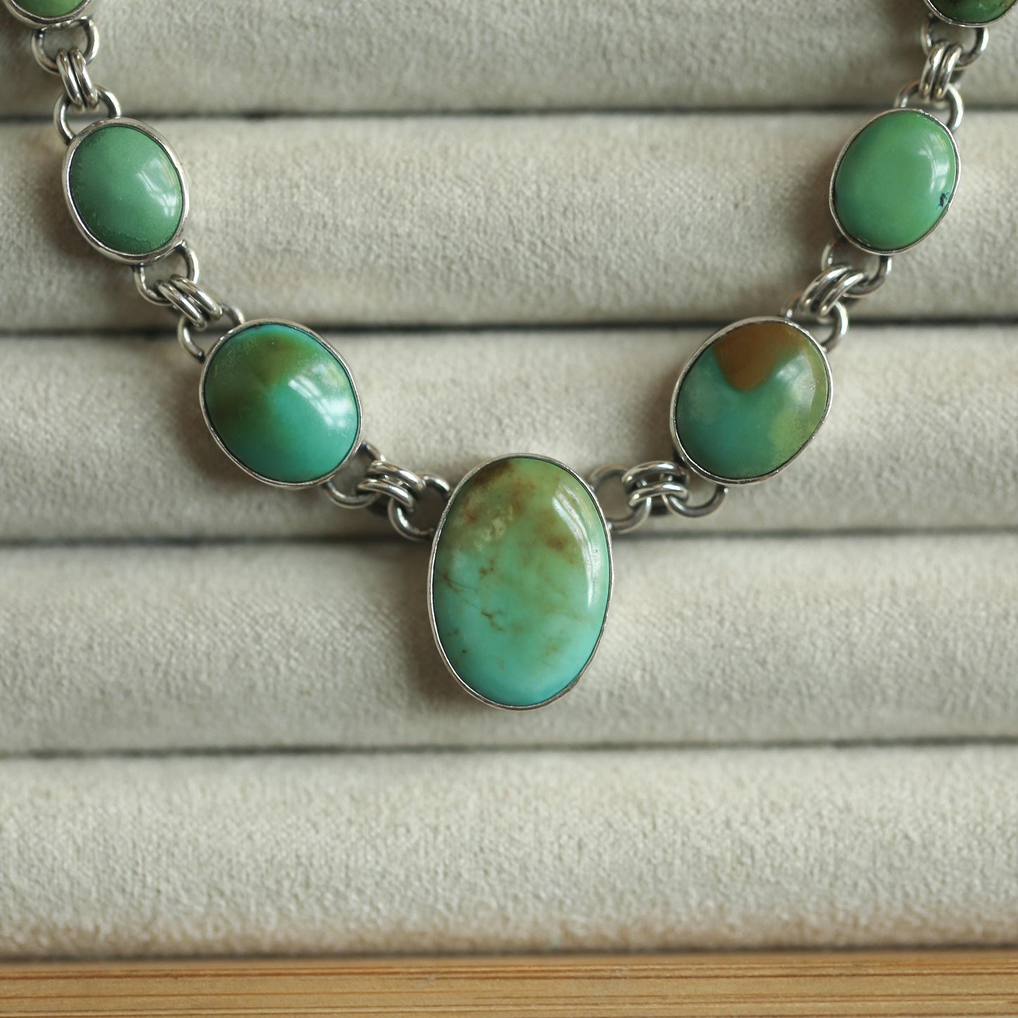 7 Stone Turquoise Necklace - .925 Sterling Silver - One of a Kind