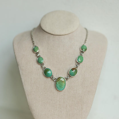 7 Stone Turquoise Necklace - .925 Sterling Silver - One of a Kind