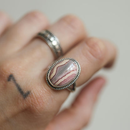 Rhodochrosite Sterling Silver Ring – Choose Your Stone, Silversmith Design