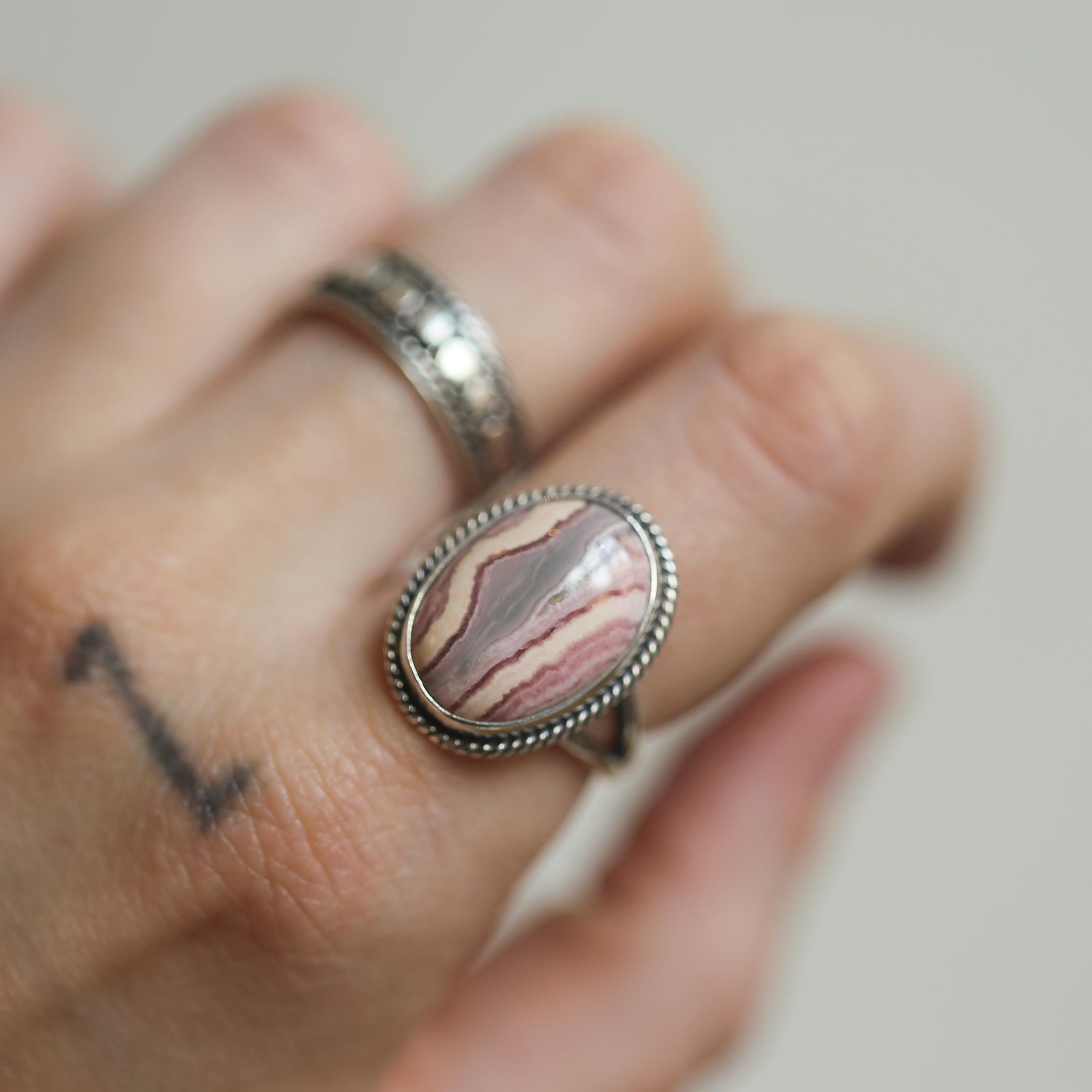 Rhodochrosite Boho Ring - .925 Sterling Silver Ring - Silversmith Ring - Choose Your Stone Ring
