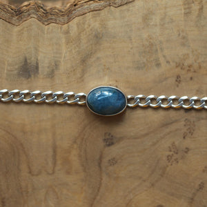 Apatite Link Bracelet - Sterling Silver Apatite Bracelet - Silver Chain Link Bracelet
