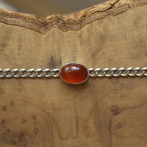 Orange Carnelian Link Bracelet - Sterling Silver Carnelian Bracelet - Silver Chain Link Bracelet