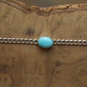 Amazonite Link Bracelet - Sterling Silver Amazonite Bracelet - Silver Chain Link Bracelet