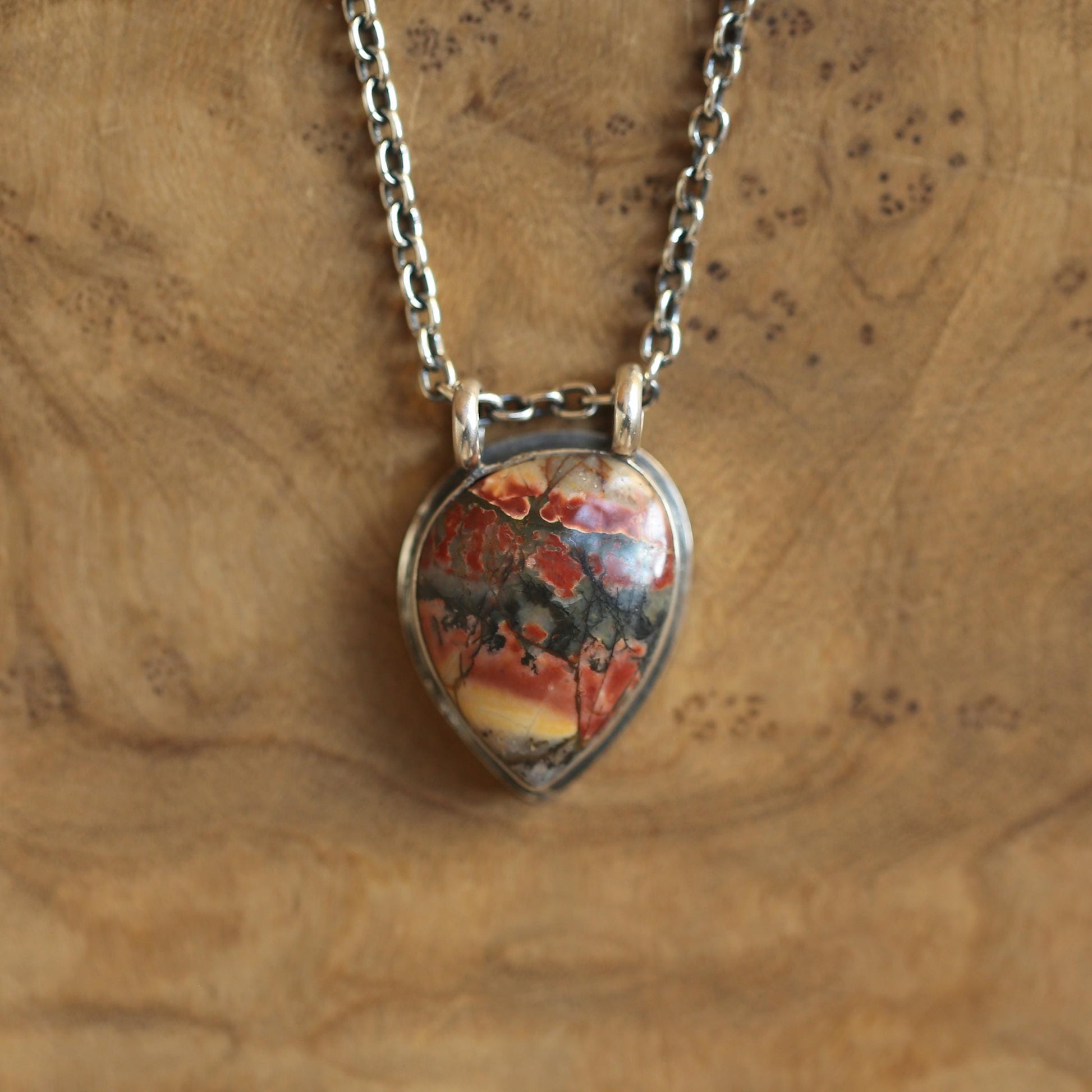 Red Creek Jasper Sterling Silver Pendant Necklace – OOAK Stone