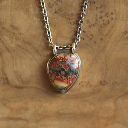 Red Creek Jasper Sterling Silver Pendant Necklace – OOAK Stone