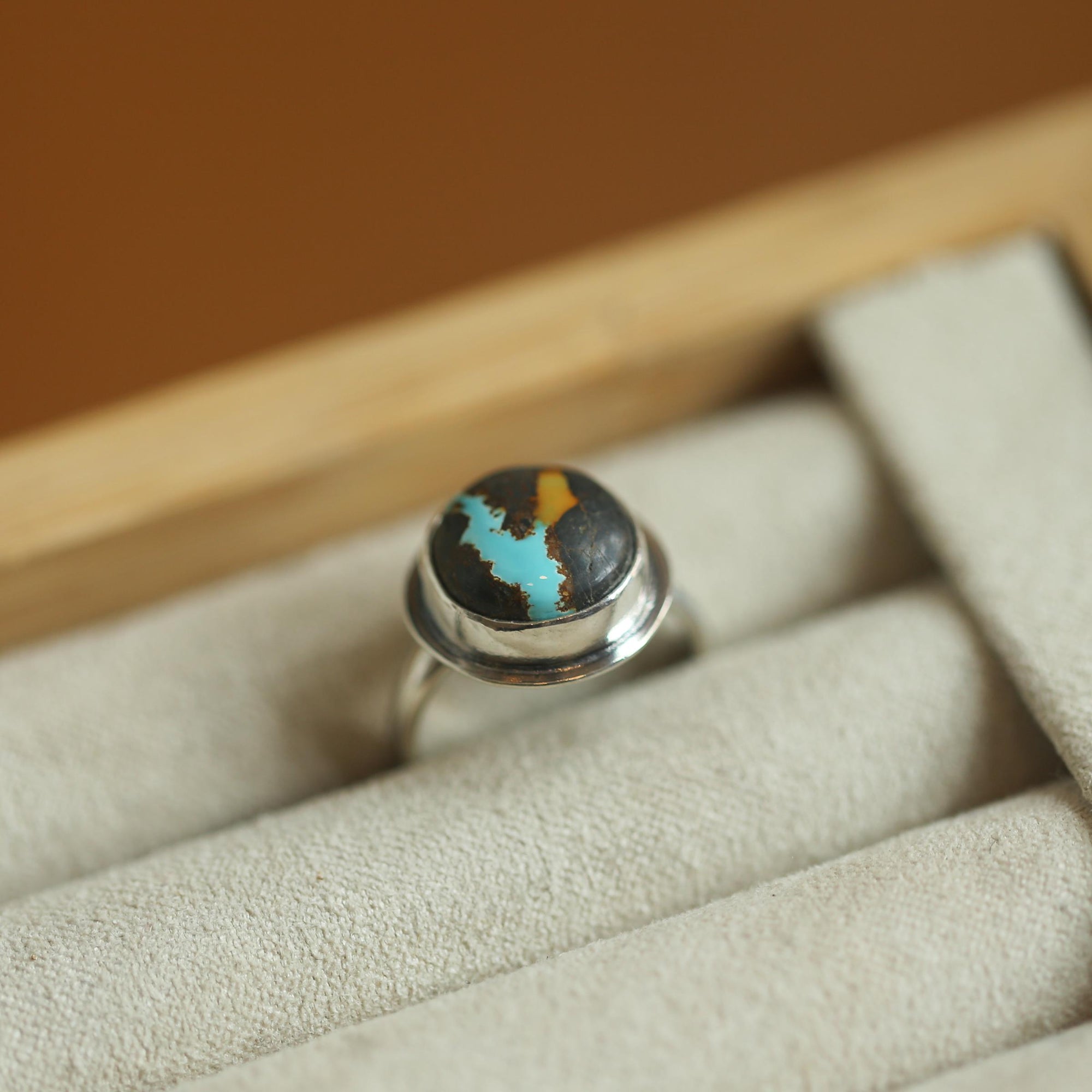 Sierra Nevada Turquoise Ring - Sierra Nevada Boulder Turquoise - OOAK Turquoise Ring - Silversmith