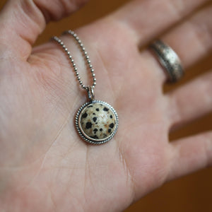 Dalmatian Jasper Pendant Charm - Sterling Silver