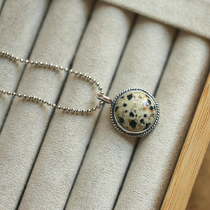 Dalmatian Jasper Pendant Charm - Sterling Silver