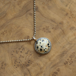 Dalmatian Jasper Pendant Charm - Sterling Silver