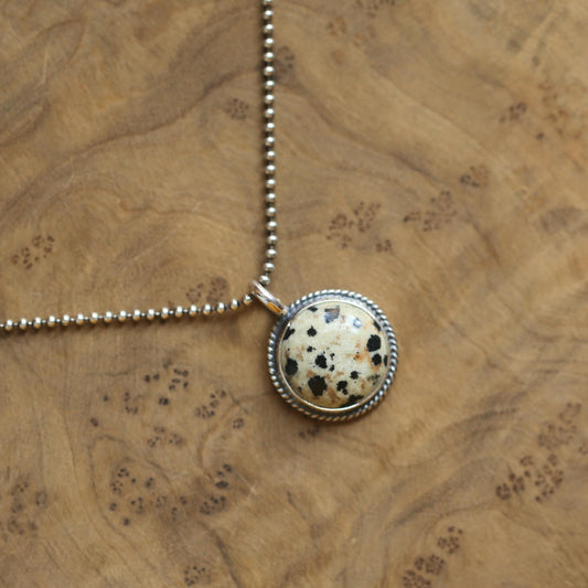 Dalmatian Jasper Pendant Charm - Sterling Silver