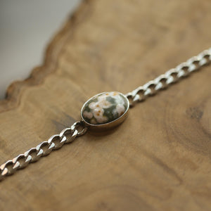 Ocean Jasper Link Bracelet - Sterling Silver Chain Bracelet - Choose Your Stone
