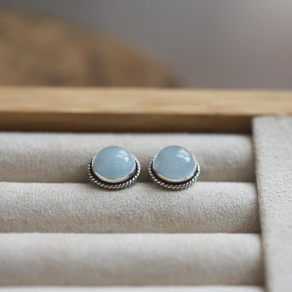 Aquamarine Post Earrings - Light Blue Studs - March Birthstone