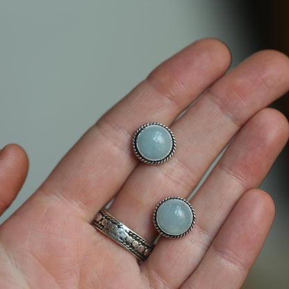 Aquamarine Post Earrings - Light Blue Studs - March Birthstone
