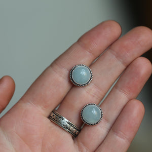 Aquamarine Post Earrings - Light Blue Studs - March Birthstone
