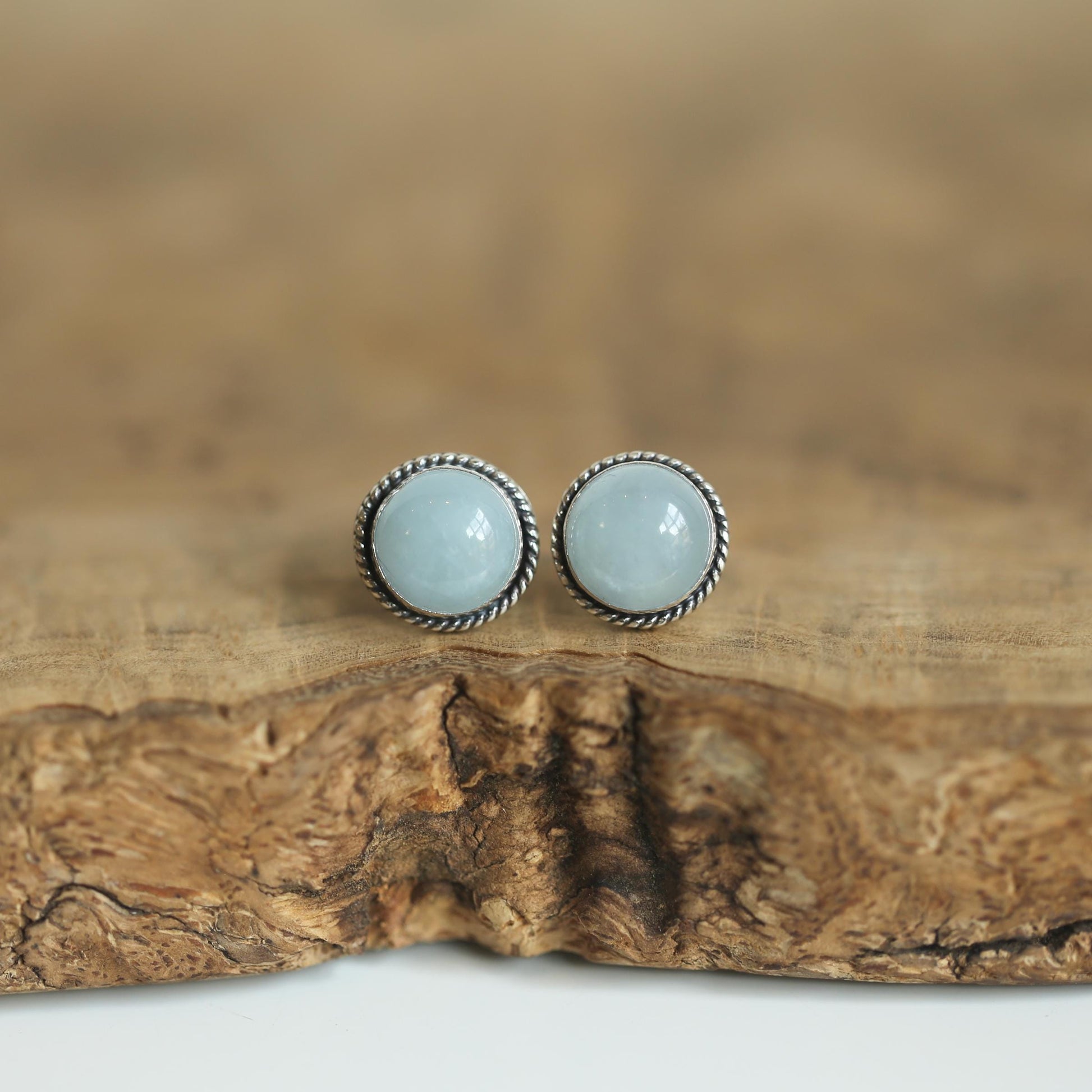 Aquamarine Post Earrings - Light Blue Studs - March Birthstone