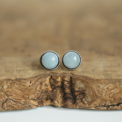 Aquamarine Post Earrings - Light Blue Studs - March Birthstone