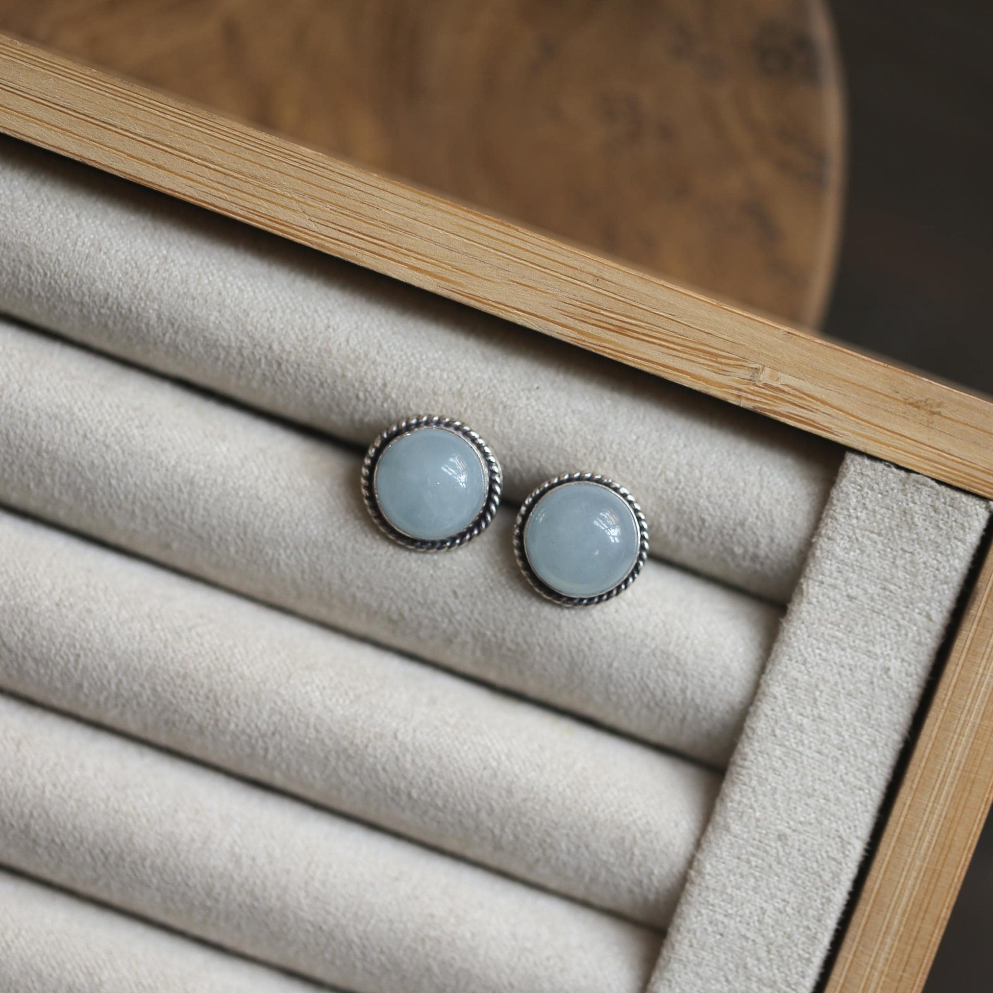 Aquamarine Post Earrings - Light Blue Studs - March Birthstone