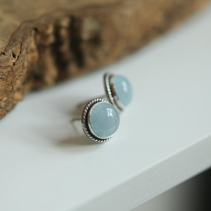 Aquamarine Post Earrings - Light Blue Studs - March Birthstone