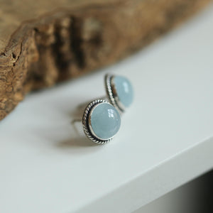 Aquamarine Post Earrings - Light Blue Studs - March Birthstone