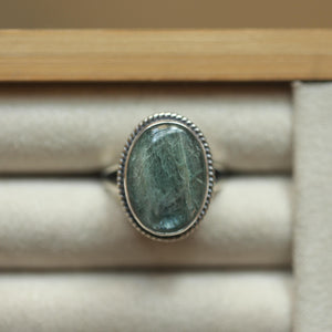 Green Kyanite Sterling Silver Ring – Handmade Boho Statement Ring