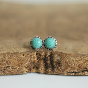Amazonite Posts - .925 Sterling Silver - Soft Aqua Blue Studs - Amazonite Earrings