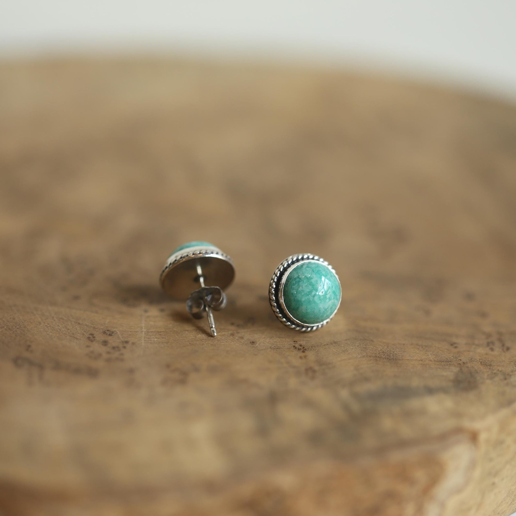 Amazonite Posts - Sterling Silver - Amazonite Stud Earrings