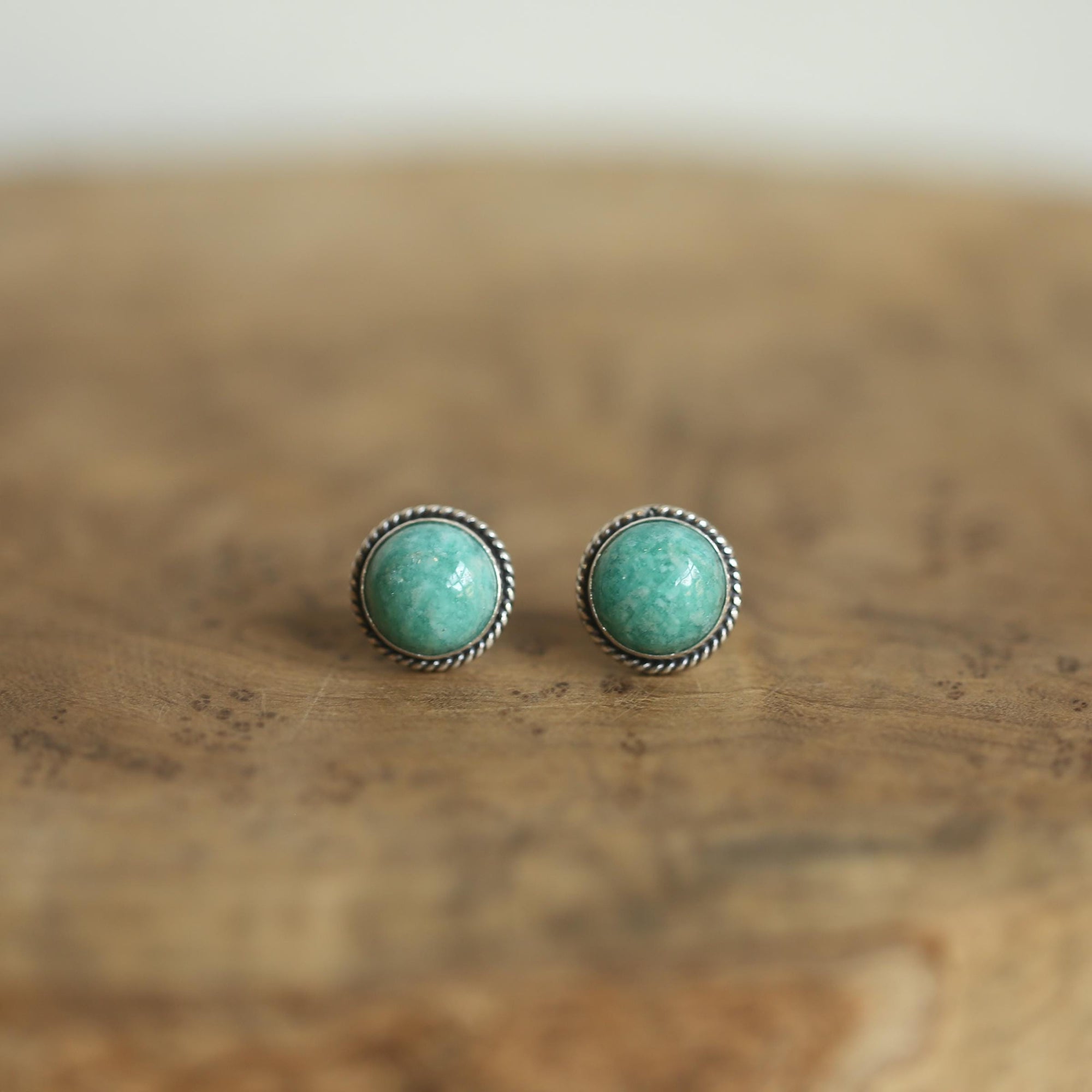 Amazonite Posts - Sterling Silver - Amazonite Stud Earrings