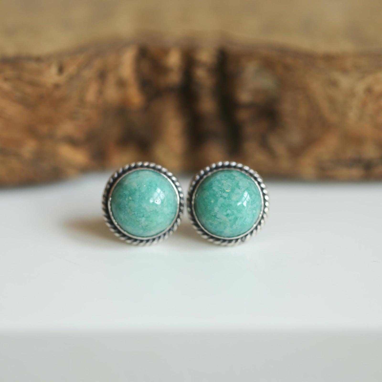 Amazonite Posts - Sterling Silver - Amazonite Stud Earrings