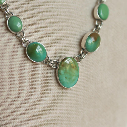 7 Stone Turquoise Necklace - .925 Sterling Silver - One of a Kind
