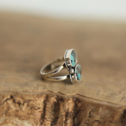 Rustic Turquoise 2-Stone Ring - Sterling Silver - Choose Your Ring