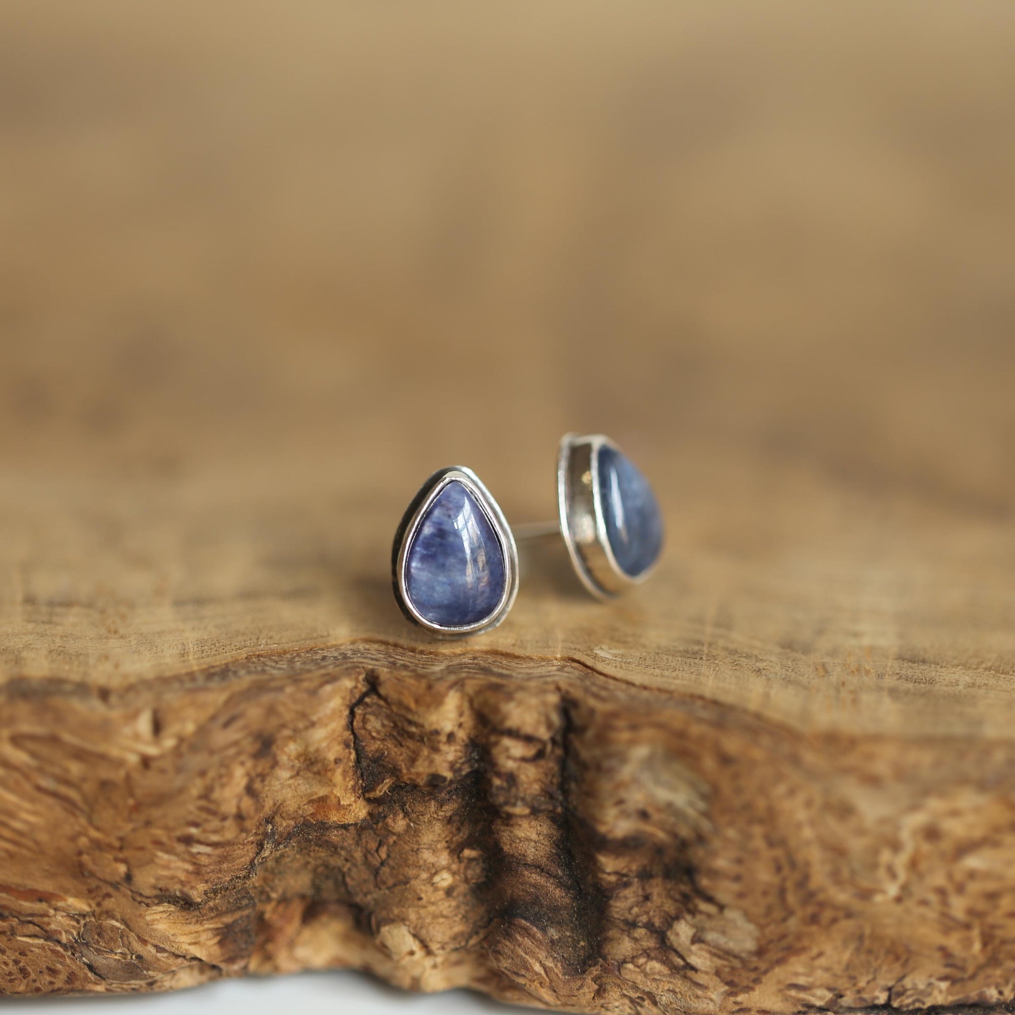 Kyanite Earrings - Boho Blue Kyanite Earrings - Silversmith - Sterling Silver