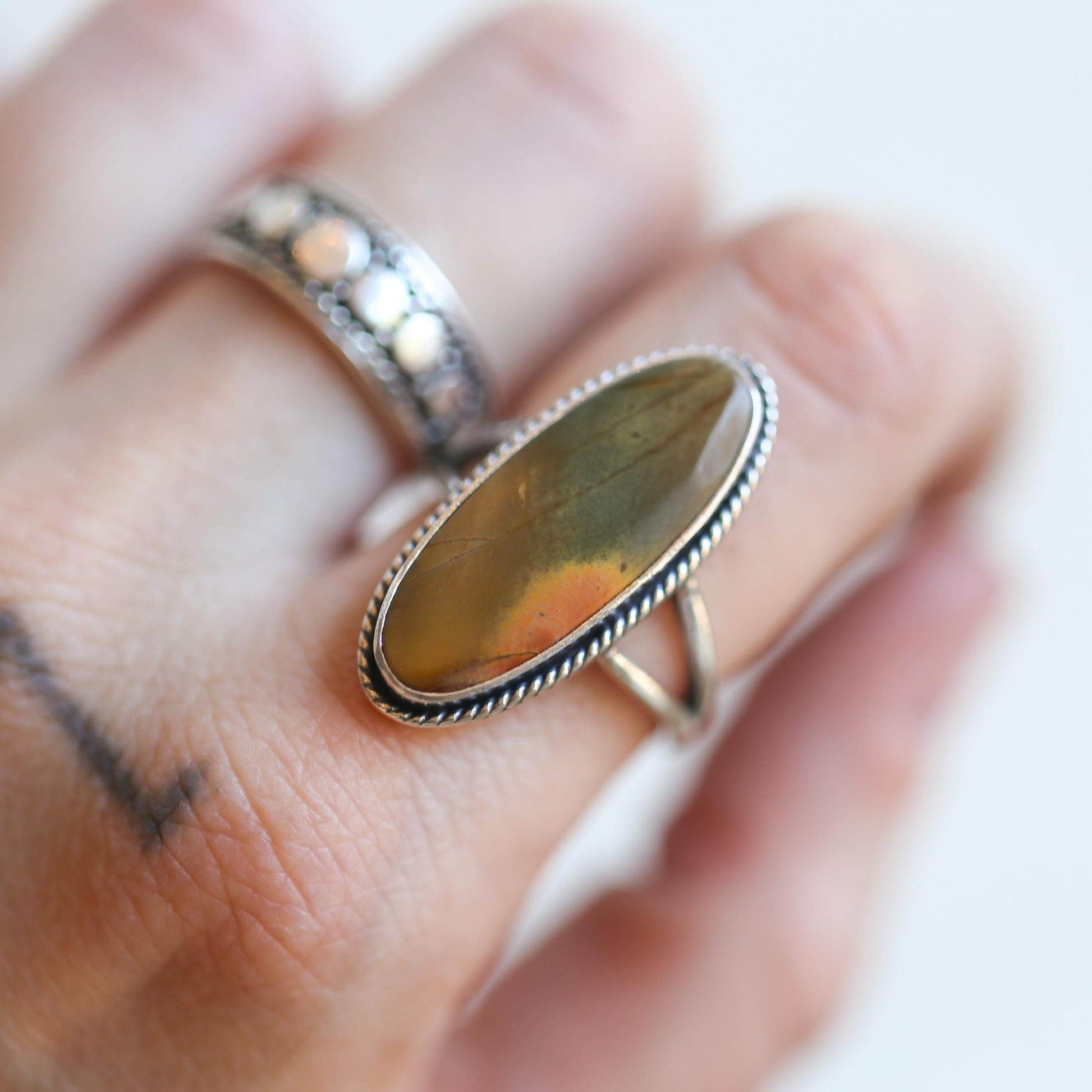 Red Creek Jasper Sterling Silver Ring – Statement Boho Jewelry