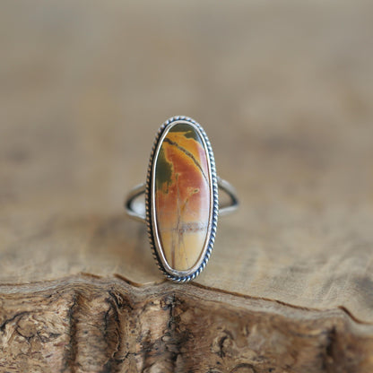 Red Creek Jasper Sterling Silver Ring – Statement Boho Jewelry