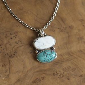 Turquoise & White Buffalo Pendant - Choose your Pendant - Sterling Silver