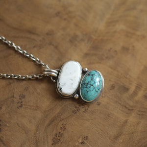 Turquoise & White Buffalo Pendant - Choose your Pendant - Sterling Silver