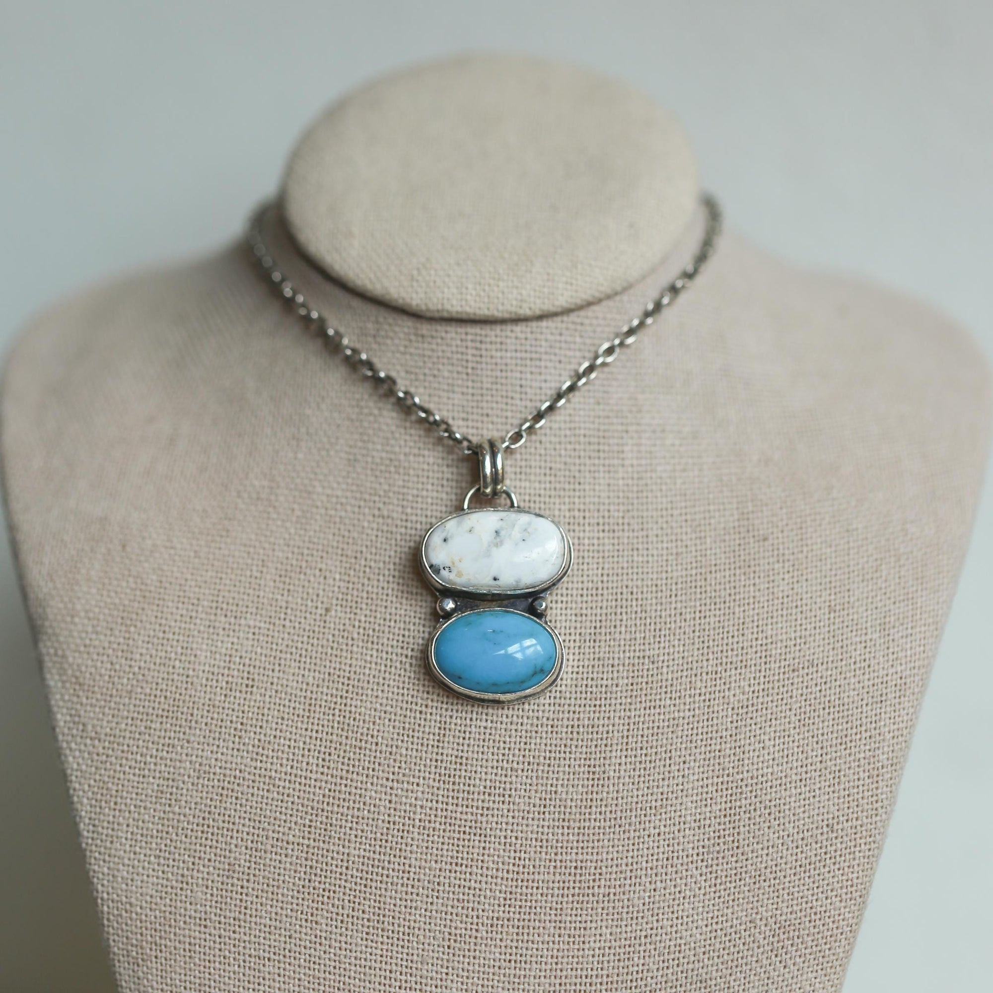 Turquoise & White Buffalo Pendant - Choose your Pendant - Sterling Silver