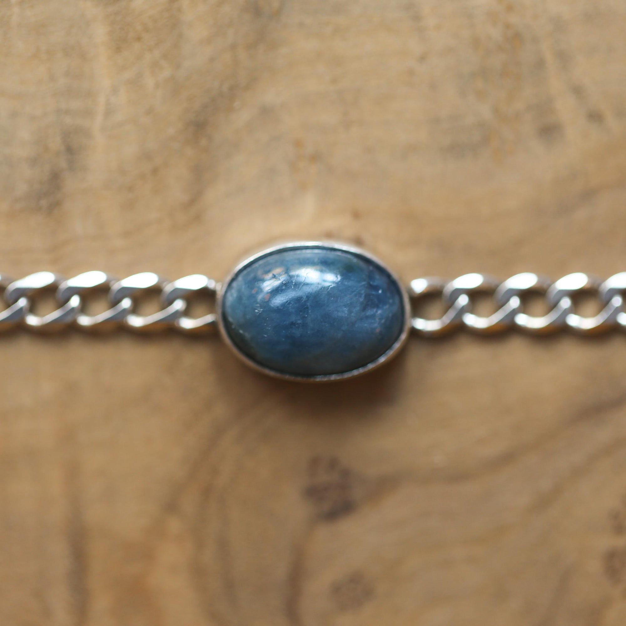 Apatite Link Bracelet - Sterling Silver Apatite Bracelet - Silver Chain Link Bracelet