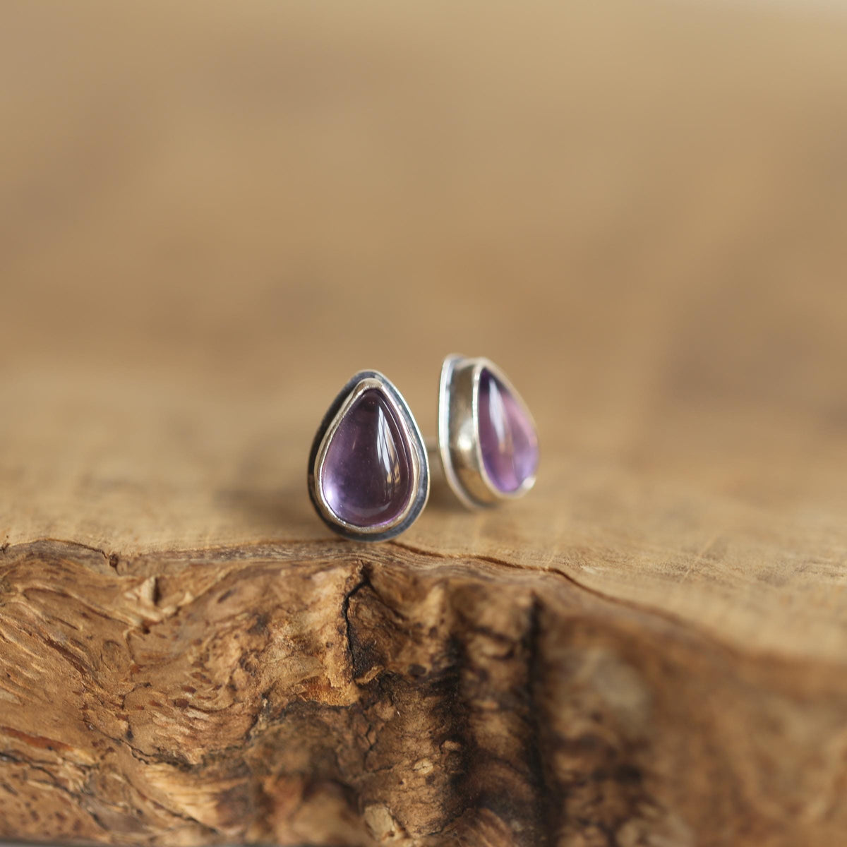 Amethyst Pear-Shaped Post Earrings | Sterling Silver |