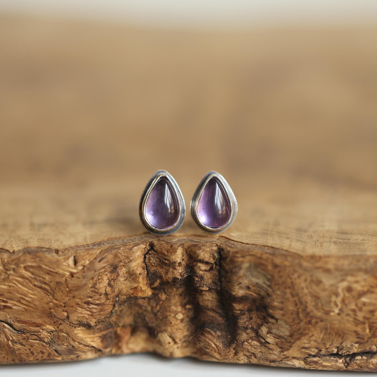 Amethyst Pear-Shaped Post Earrings | Sterling Silver |