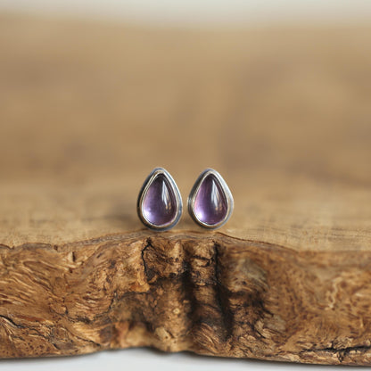 Amethyst Pear-Shaped Post Earrings | Sterling Silver |