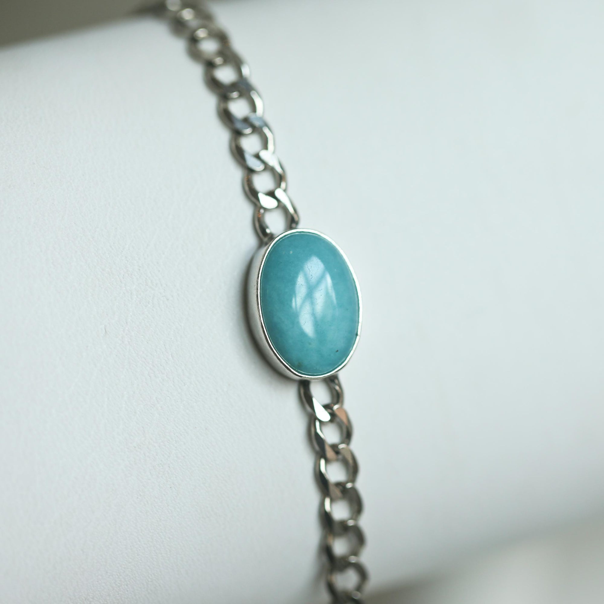 Amazonite Link Bracelet - Sterling Silver Amazonite Bracelet - Silver Chain Link Bracelet