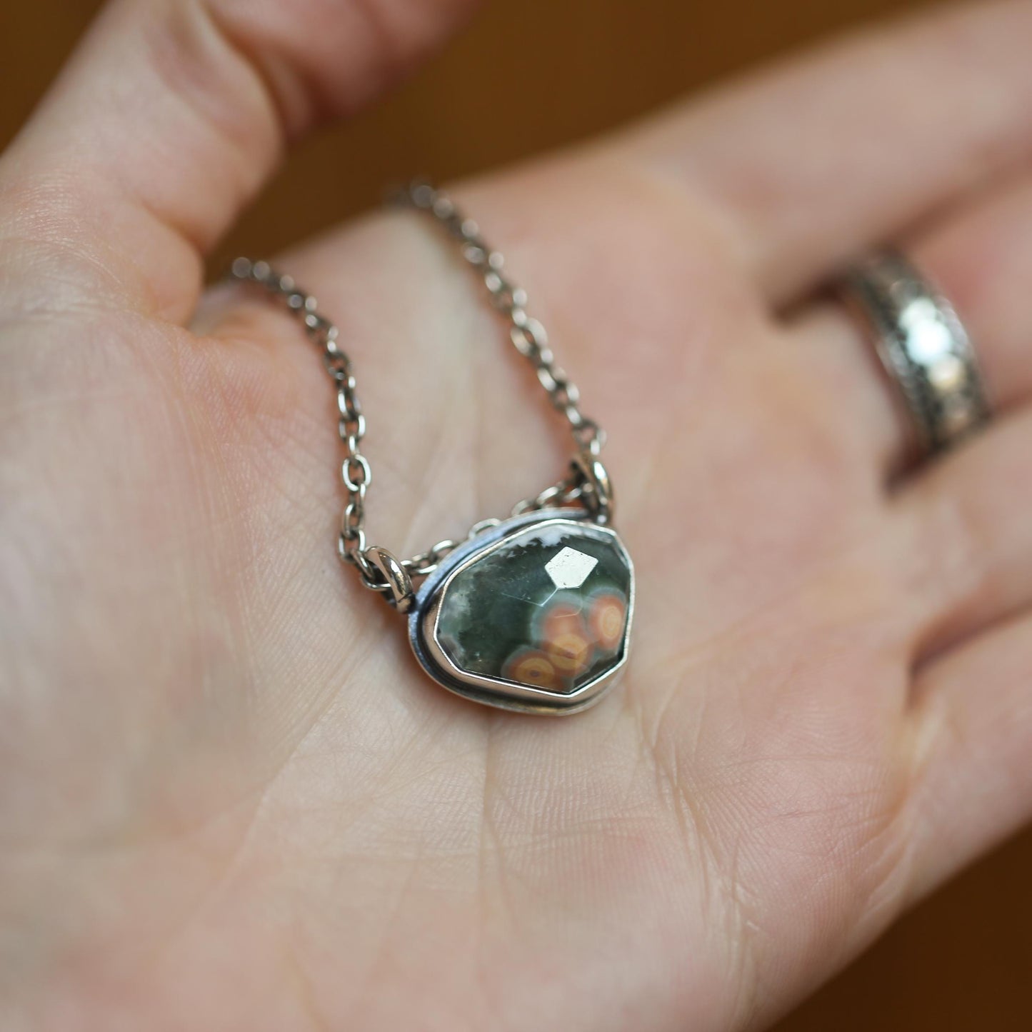 Custom Ocean Jasper Pendant - Choose Your Stone - Sterling Silver