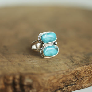 Campitos Turquoise Ring - 2 Stone Ring - Sterling Silver - Choose Size 6 or 7